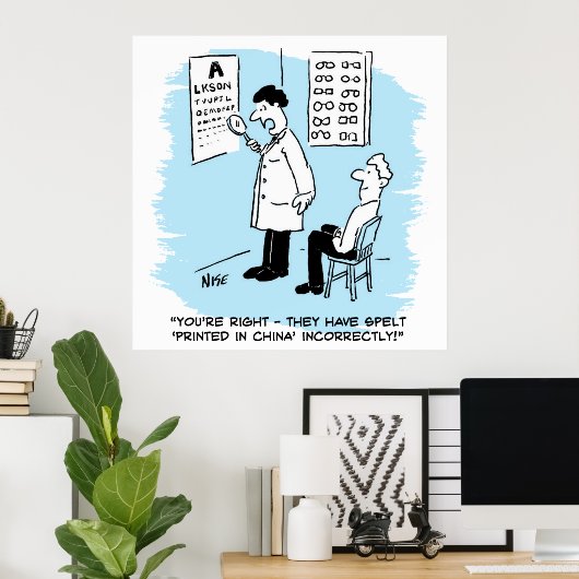 Optiker, der einen Augentest durchführt Poster (Heimbüro)