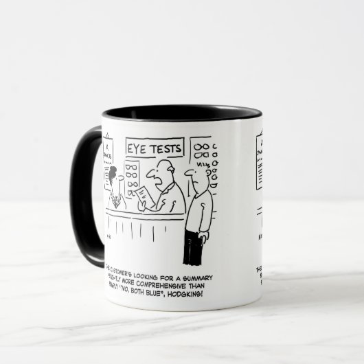 Optiker, der einen übermäßig vereinfachenden Augen Tasse (Vorderseite Links)