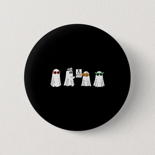 Optiker Gespenst Boo Zentrum Halloween Augenoptike Button (Vorderseite)