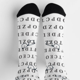 Optiker-Sehtesttafel und Brille Socken