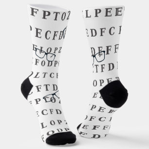 Optiker-Sehtesttafel und Brille  Socken