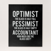 Optimist Pessimist Accountant Glasskostüm-Geschenk Puzzle (Vertikal)
