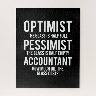 Optimist Pessimist Accountant Glasskostüm-Geschenk Puzzle
