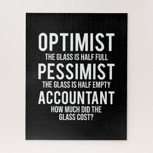 Optimist Pessimist Accountant Glasskostüm-Geschenk Puzzle (Vertikal)