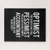Optimist Pessimist Accountant Glasskostüm-Geschenk Puzzle (Horizontal)