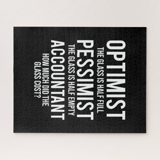 Optimist Pessimist Accountant Glasskostüm-Geschenk Puzzle (Horizontal)