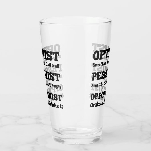 Optimist, Pessimist und Opportunist Glas (Rechts)