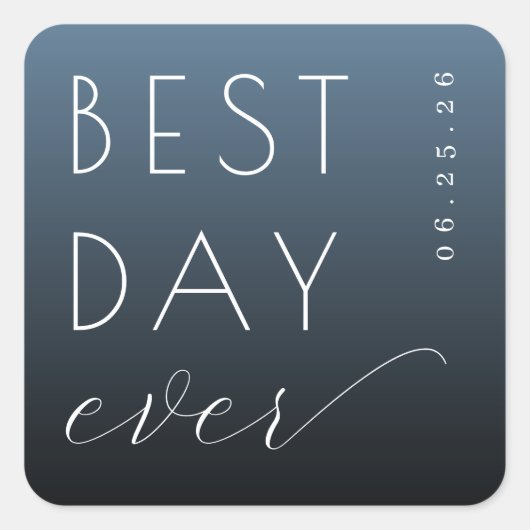 Optimistic Blue Typographic Wedding Sticker (Vorderseite)