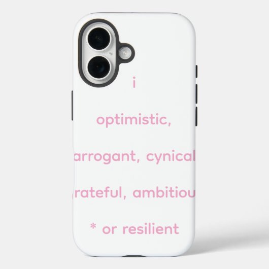 optimistisch, arrogant, zynisch, dankbar, ehrgeizi Case-Mate iPhone hülle (Rückseite)