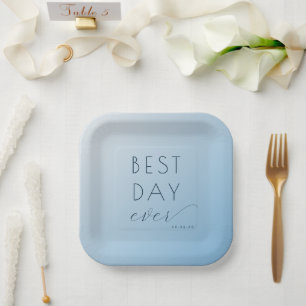Optimistische Blaue Minimalistische Hochzeitsplatt Pappteller
