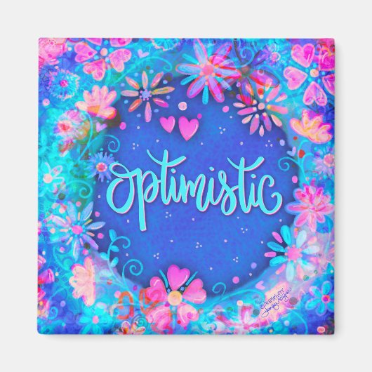 Optimistische Hübsch blaue Blume Moderne Inspirivi Magnet (Vorne)