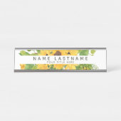 Optimistische Sonnenblumen Titel White Custom Schreibtischnamensplakette (Vorderseite )