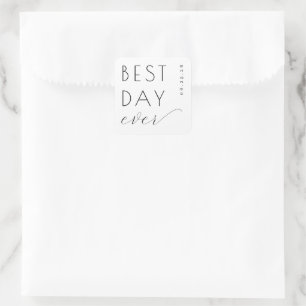 Optimistischer schwarzer minimalistischer Hochzeit Quadratischer Aufkleber
