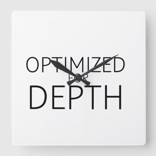Optimized For Depth Minimalist Technical Quadratische Wanduhr (Vorderseite)