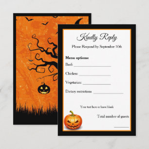 Option B der beängstigenden Halloween Pumpkin Wedd Dankeskarte
