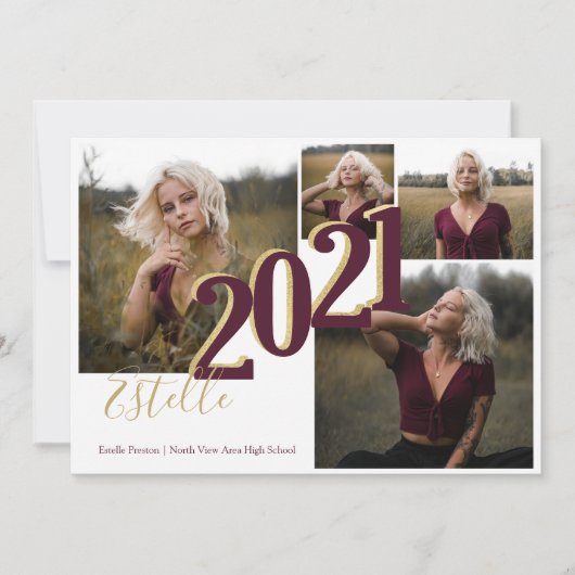 Option "Collage Color" für 2021-Abschluss Einladung (Vorderseite)