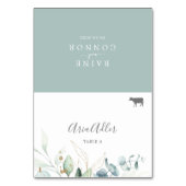 Option-Platzkarten des Menüs "Airy Greenery Beef" Tischnummer (Vorderseite)