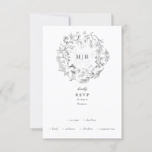 Option "Schönes Blumenmuster" RSVP Karte