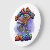 Optional Gravity Alien Skater Hoverboard Weltraum Große Wanduhr (Winkel)