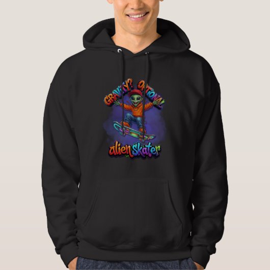 Optional Gravity Alien Skater Hoverboard Weltraum Hoodie (Vorderseite)