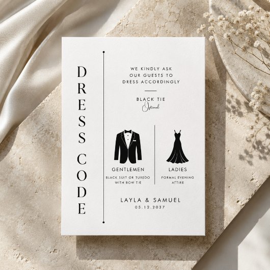 Optional Schwarze-Tie-Hochzeitskleidungscode Begleitkarte