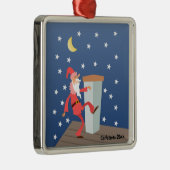 Optional "Text hinzufügen" Funny Santa on Dach Silbernes Ornament (Rechts)
