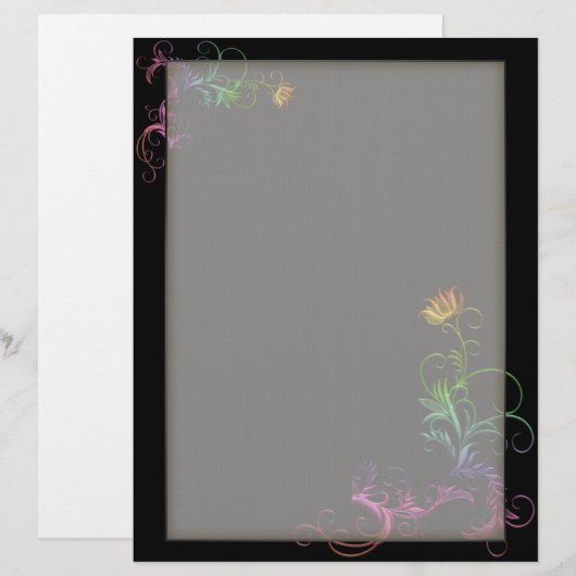 Optionale Linienschrift Rainbow Florals auf schwar (Vorne/Hinten)