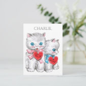 Optionale Namepostkarte des Vintagen Valentine Feiertagspostkarte (Stehend Vorderseite)