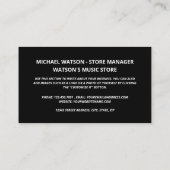 Optionales Logo, Music Store Visitenkarte (Rückseite)