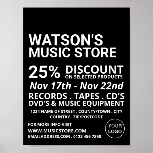 Optionales Logo, Musik-Store-Werbung Poster (Vorne)