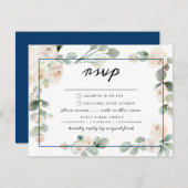 Optionen für das Blaue UAWG mit weißer Rose RSVP Karte (Vorne/Hinten)