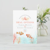 Optionen für Hochzeiten von tropischen Fischgerich Begleitkarte (Stehend Vorderseite)