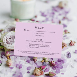 Optionen zum Abendessen mit blassem Lavendel RSVP 