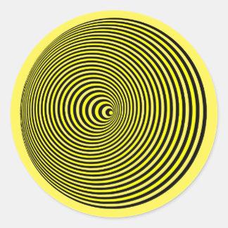 Optische Illusion 3D Gelber Schwingkreis Runder Aufkleber