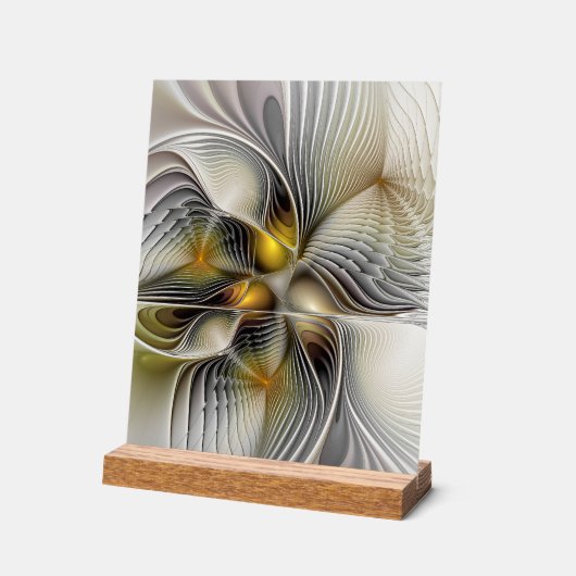 Optische Illusion Abstraktes 3D-Fraktal mit Tiefe Acrylschild (Winkel)