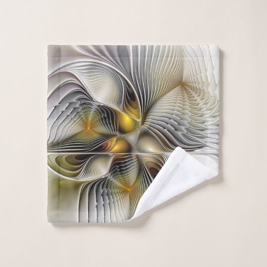 Optische Illusion Abstraktes 3D-Fraktal mit Tiefe Badhandtuch Set (Waschlappen)