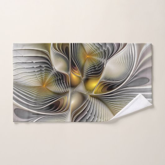 Optische Illusion Abstraktes 3D-Fraktal mit Tiefe Badhandtuch Set (Handtuch)