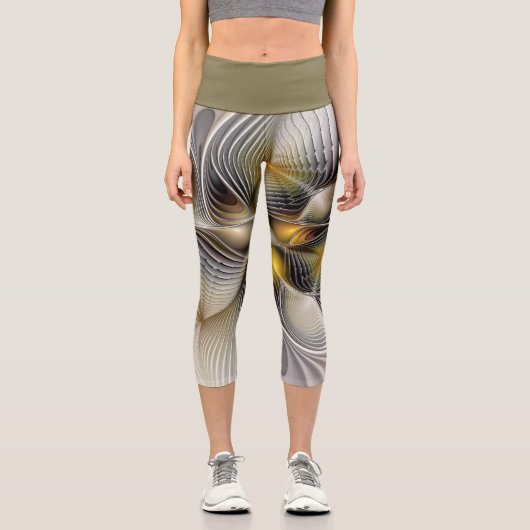 Optische Illusion Abstraktes 3D-Fraktal mit Tiefe Capri Leggings (Vorderseite)