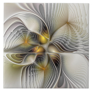 Optische Illusion Abstraktes 3D-Fraktal mit Tiefe Fliese