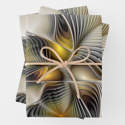 Optische Illusion Abstraktes 3D-Fraktal mit Tiefe Geschenkpapier Set (Beispiel)