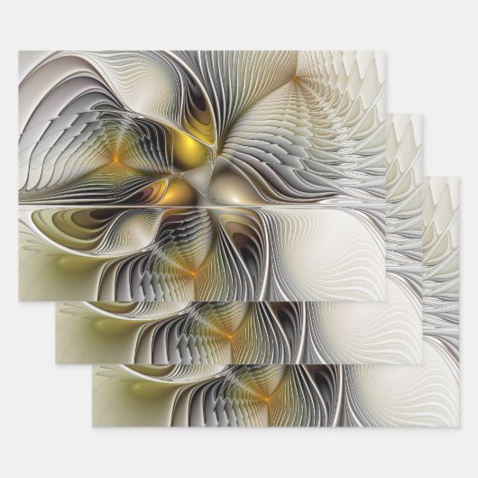 Optische Illusion Abstraktes 3D-Fraktal mit Tiefe Geschenkpapier Set (Set)