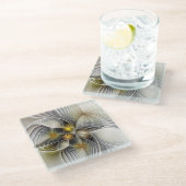 Optische Illusion Abstraktes 3D-Fraktal mit Tiefe Glasuntersetzer (Schrägansicht)