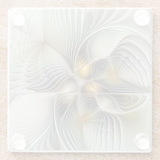 Optische Illusion Abstraktes 3D-Fraktal mit Tiefe Glasuntersetzer (Rückseite)