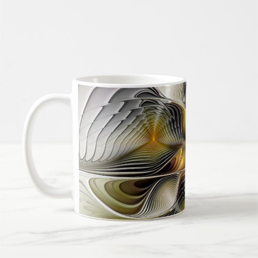 Optische Illusion Abstraktes 3D-Fraktal mit Tiefe Kaffeetasse (Links)