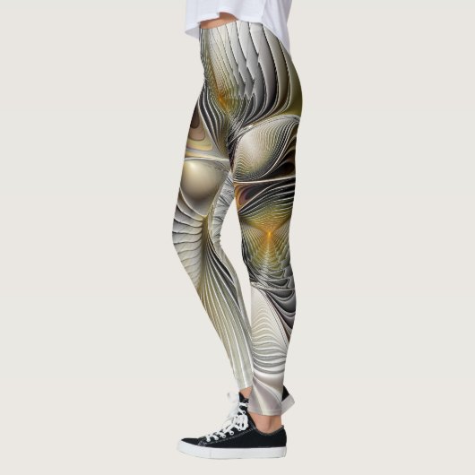 Optische Illusion Abstraktes 3D-Fraktal mit Tiefe Leggings (Links)