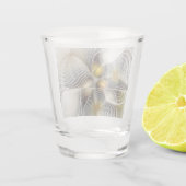 Optische Illusion Abstraktes 3D-Fraktal mit Tiefe Schnapsglas (Rückseite)