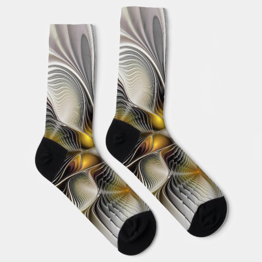 Optische Illusion Abstraktes 3D-Fraktal mit Tiefe Socken (Rechts)