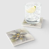 Optische Illusion Abstraktes 3D-Fraktal mit Tiefe Steinuntersetzer (Seitenansicht)