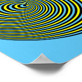 Optische Illusion auf dem blauen Poster (Ecke)