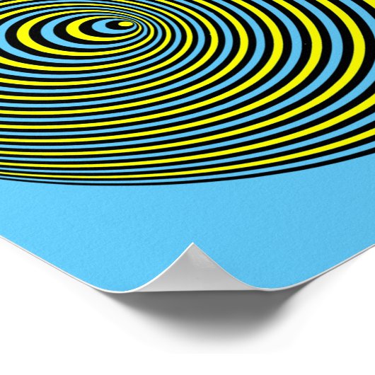Optische Illusion auf dem blauen Poster (Ecke)